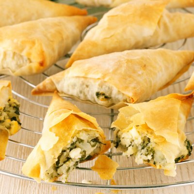 Potato, watercress & feta parcels
