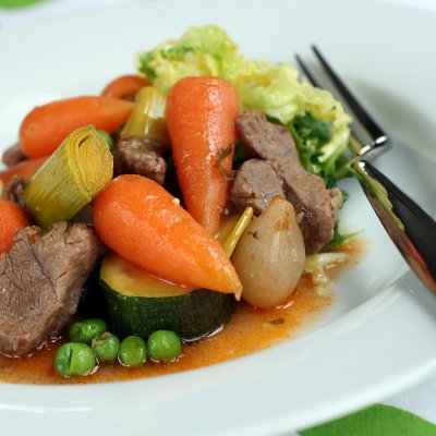 Navarin of lamb with chantenay carrots & spring vegetables
