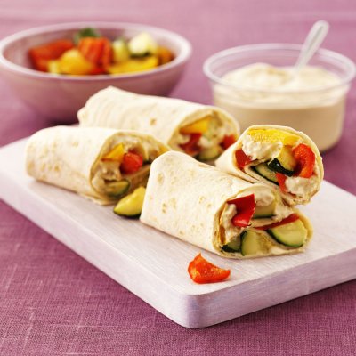 Annabel Karmel's chargrilled vegetable & houmous wrap
