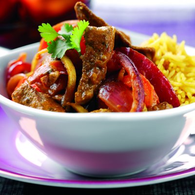 Sizzling balti steak with fresh ginger