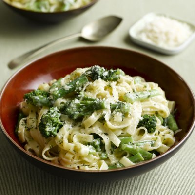 Tagliatelle with tenderstem, thyme & melting tallegio sauce